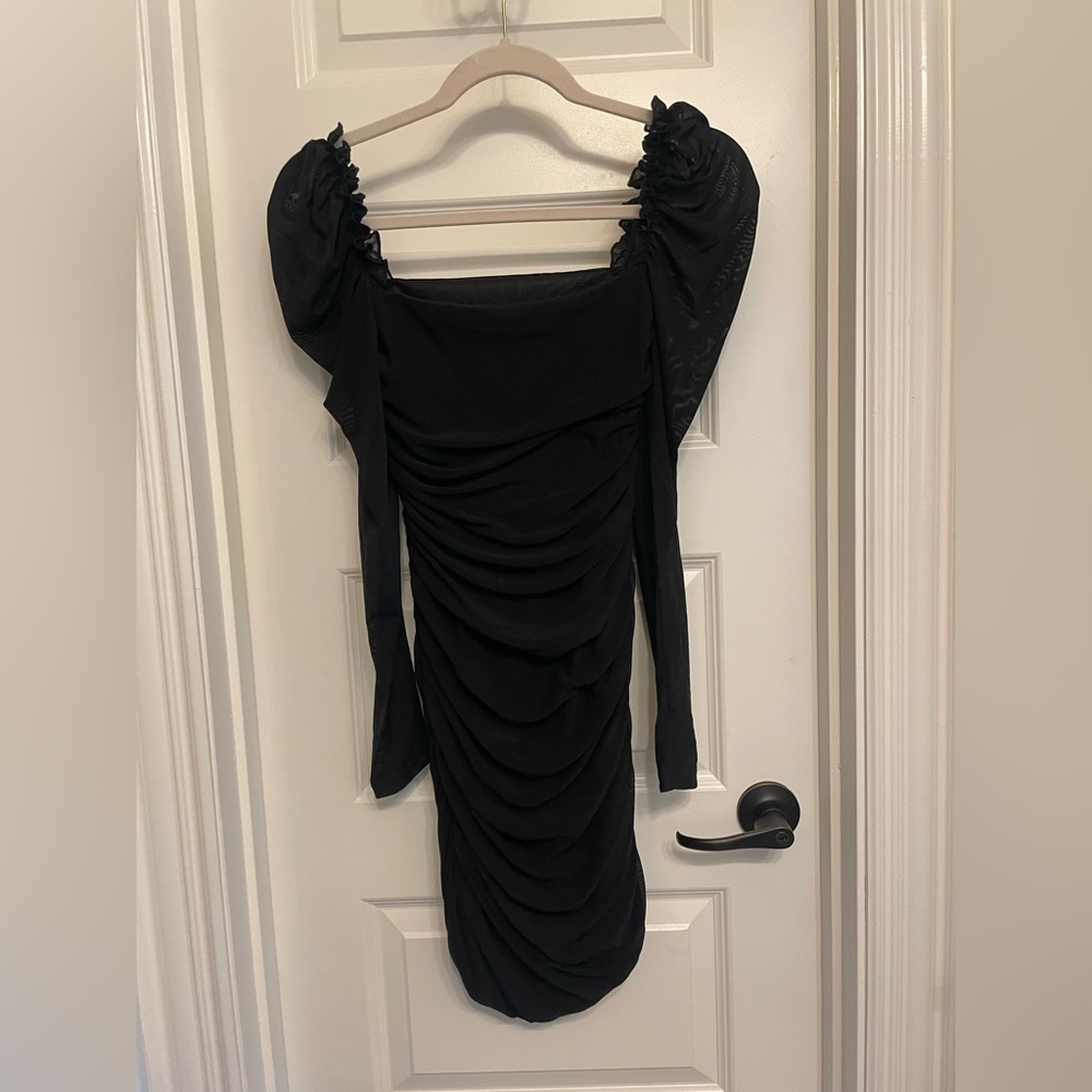 Black rouched mini dress